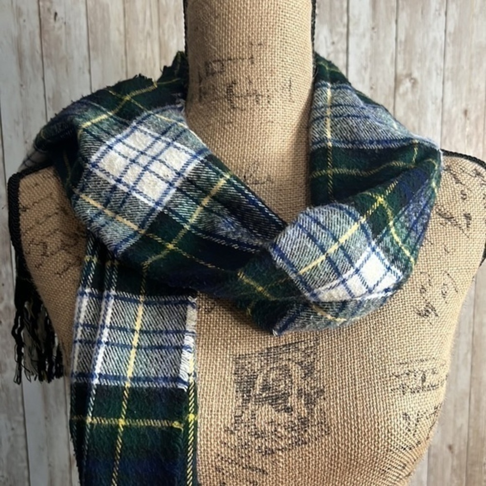 Green and White Plaid Scarf